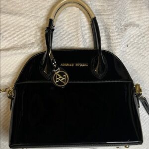 Adrienne Vittadini Glossy Black Satchel